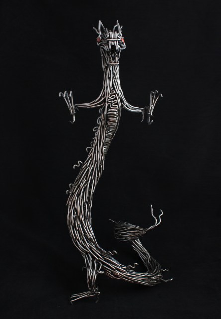 mccallister sculpture - metalwork - handmade sculptures - Japanese steel Dragon sculpture - ryan mcallister - scottsdale arizona arts
